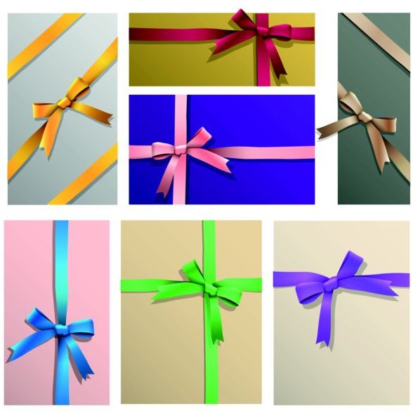 Colored bow with gift card vectors template