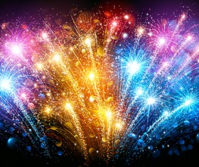 Colorful festival fireworks effect vector material 01