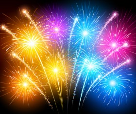 Colorful festival fireworks effect vector material 02