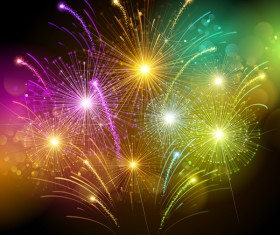 Colorful festival fireworks effect vector material 04