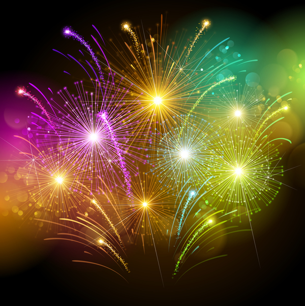 Colorful festival fireworks effect vector material 04