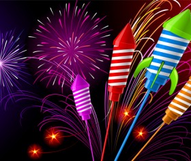Colorful festival fireworks effect vector material 06