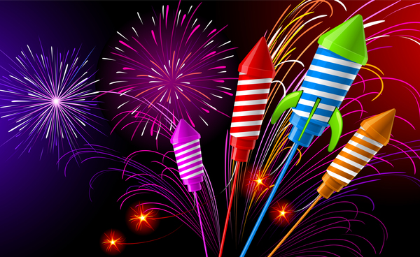 Colorful festival fireworks effect vector material 06