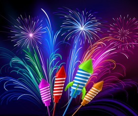 Colorful festival fireworks effect vector material 07