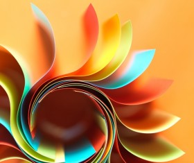 Colorful origami pattern made of curved sheets of paper 04