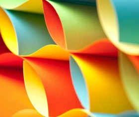 Colorful origami pattern made of curved sheets of paper 05