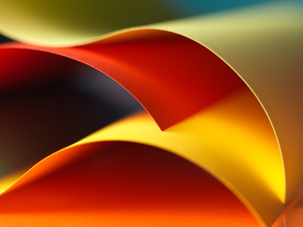 Colorful origami pattern made of curved sheets of paper 17