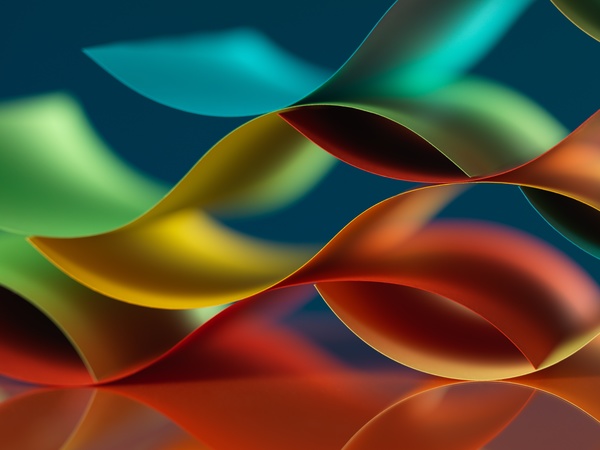 Colorful origami pattern made of curved sheets of paper 18