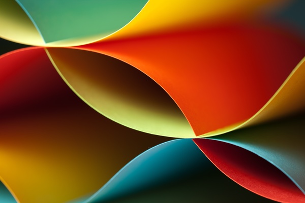 Colorful origami pattern made of curved sheets of paper 21