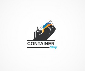 Container ship logo design vector