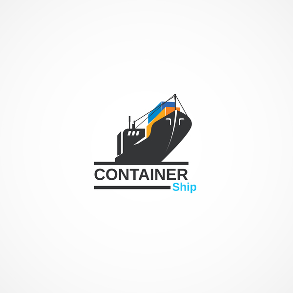 Container ship logo design vector