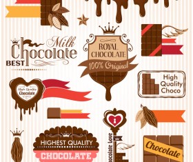 Creative chocolate logo with labels vector 02