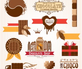 Creative chocolate logo with labels vector 03