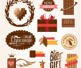 Creative chocolate logo with labels vector 05