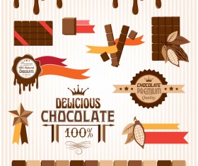 Creative chocolate logo with labels vector 06