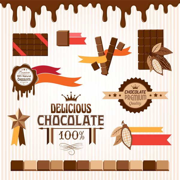Creative chocolate logo with labels vector 06