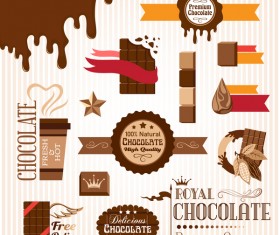 Creative chocolate logo with labels vector 07