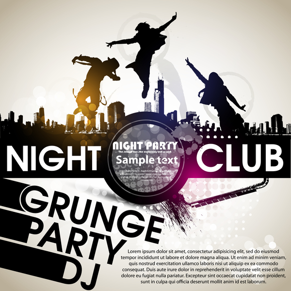 Creative party background with grunge vector 04