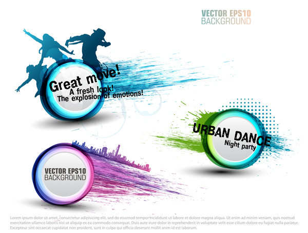 Creative party background with grunge vector 07