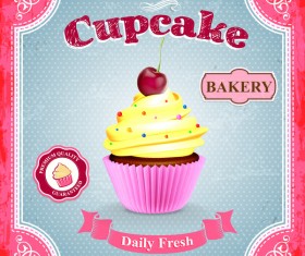Cupcake poster template retro styles vector 02