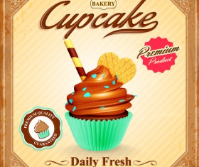 Cupcake poster template retro styles vector 03