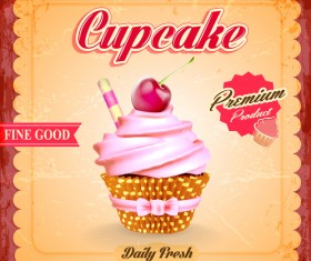 Cupcake poster template retro styles vector 04