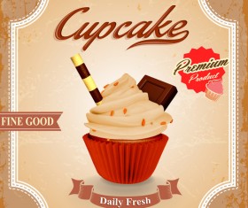 Cupcake poster template retro styles vector 05