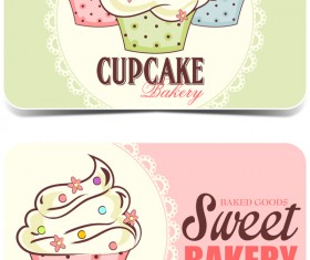 Cupcake sweet bakery card vector 01