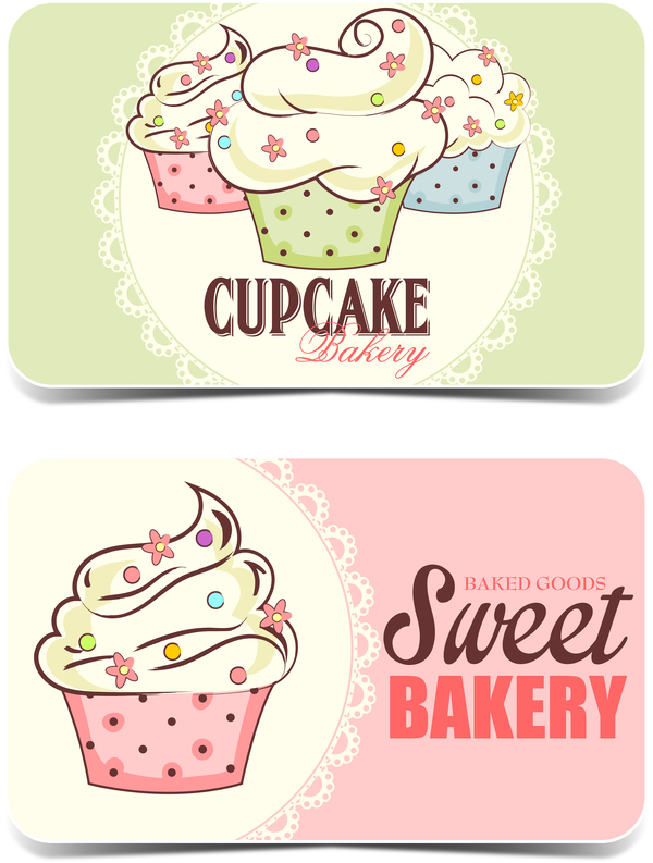 Cupcake sweet bakery card vector 01