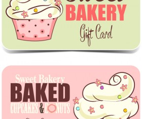 Cupcake sweet bakery card vector 02