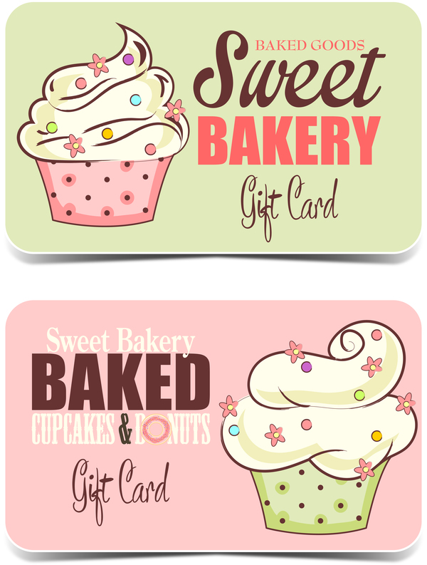 Cupcake sweet bakery card vector 02