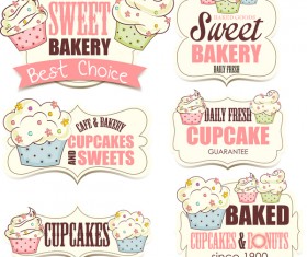 Cupcake sweet bakery labels vector material