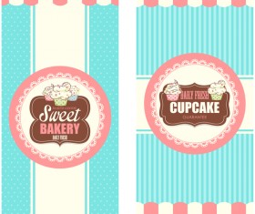 Cupcake with sweet bakery vertical cards vector