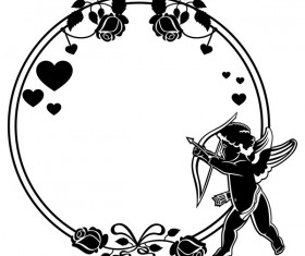 Cupid with valentine decorative silhouettes vector 09