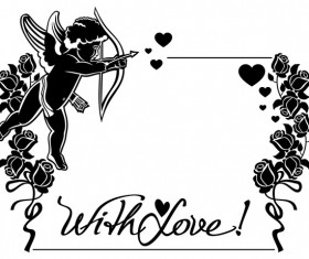 Cupid with valentine decorative silhouettes vector 10