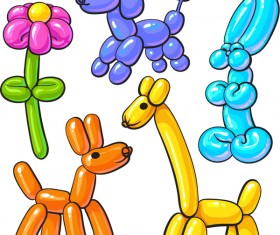 Cute balloon animal vector set 01