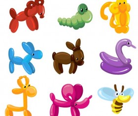 Cute balloon animal vector set 02