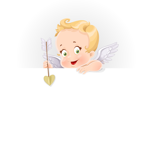 Cute cupid baby with paper background vector
