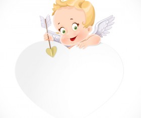Cute cupid with white heart vector