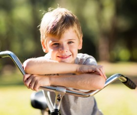 Cycling the Boys Stock Photo