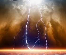 Dark clouds of lightning Stock Photo