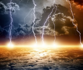 Dark clouds of lightning Stock Photo 02