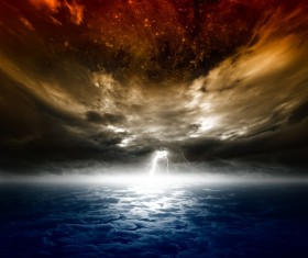 Dark clouds of lightning Stock Photo 03