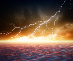 Dark clouds of lightning Stock Photo 04