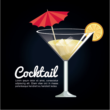 Dark styles cocktail poster vector template 01