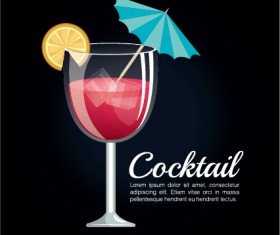 Dark styles cocktail poster vector template 02