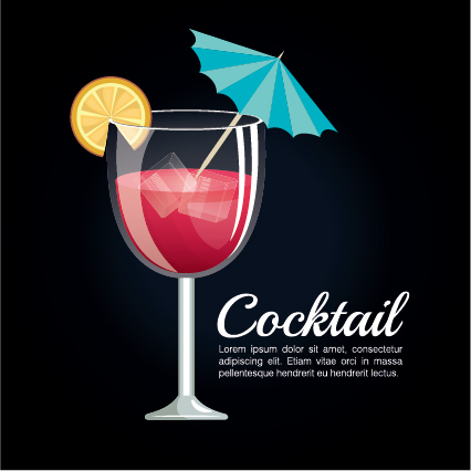 Dark styles cocktail poster vector template 02