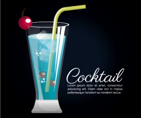Dark styles cocktail poster vector template 03