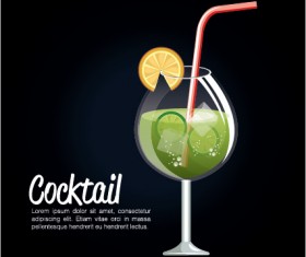 Dark styles cocktail poster vector template 04