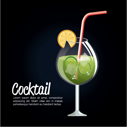 Dark styles cocktail poster vector template 04